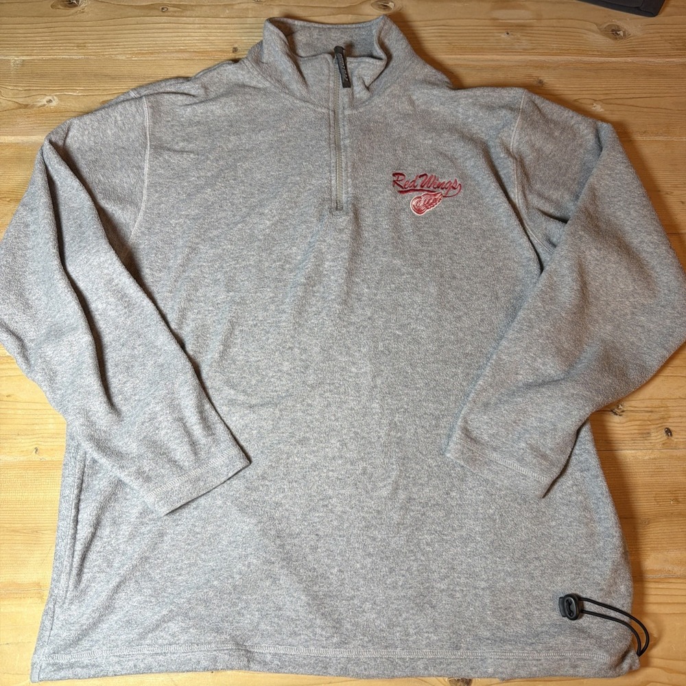 Vintage Detroit Red Wings Sweater Mens L Gray Pro Edge 1/4 Zip Fleece